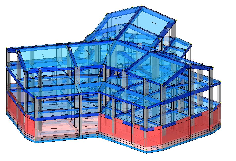 Modello strutturale del fabbricato - vista 1