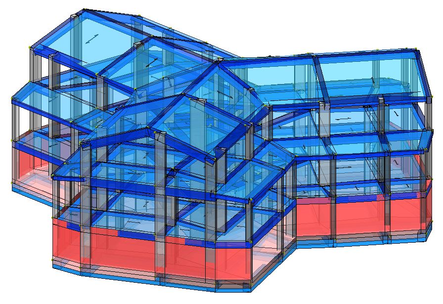 Modello strutturale del fabbricato - vista 2