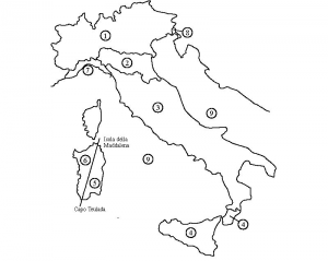 carico da vento - Mappa del territorio italiano